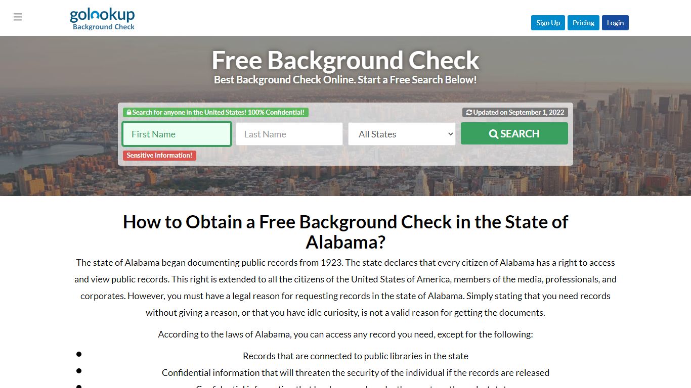 Alabama Free Background Check, Free Background Check Alabama - GoLookUp