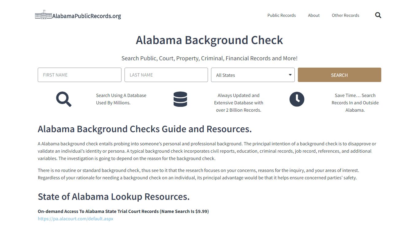 Alabama Background Check: AlabamaPublicRecords.org
